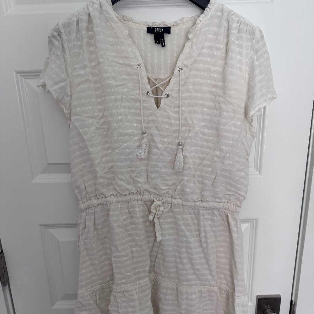 Paige | Ivory White Flutter Sleeves Swiss Dot Size L